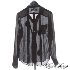 Camisa Comme Des Garcons preta feita no Japão detalhe de roseta de chiffon transparente M NR comprar usado  Enviando para Brazil
