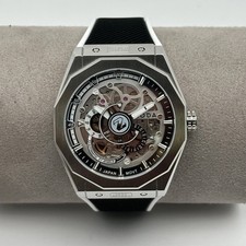 Relógio automático masculino branco mostrador prata esqueleto aço 43 mm Noda Aero Series  comprar usado  Enviando para Brazil