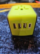  Adaptador de plugue de viagem universal internacional, 5 em 1 verde europeu @b3 comprar usado  Enviando para Brazil