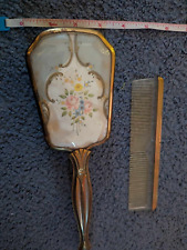 Cepillo y peine floral vintage - dorado y bonitos colores segunda mano  Embacar hacia Mexico