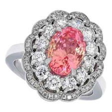Fantástico anel de zircônia cúbica branca turmalina rosa oval design halo duplo comprar usado  Enviando para Brazil