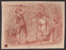Flagellanten Flagellant Erótico Erotica Dibujo Rötelzeichnung Dibujo 19th C comprar usado  Enviando para Brazil