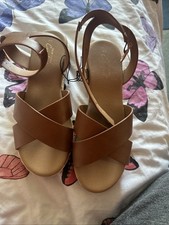 Tan wedge sandals for sale  GILLINGHAM