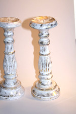 Distressed wooden candlesticks for sale  ARBROATH