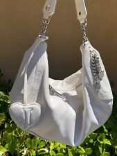 RARO VINTAGE Y2K Original Juicy Couture Bolsa Hobo de Couro Branco com Berloques de Prata comprar usado  Enviando para Brazil