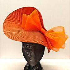 Chapéu de casamento laranja grande arco de palha fascinador millinery faixa burlesca comprar usado  Enviando para Brazil
