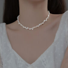 Feminino 925 Sterling Silver elegante Corrente De Pérola Barroca Natural Colar Joias comprar usado  Enviando para Brazil