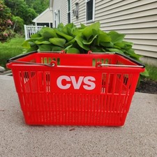 Usado, Cesta de compras vermelha CVS Store sacola de plástico alças de arame 15”x11”x8” comprar usado  Enviando para Brazil