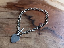 Pulseira Berloque de Coração de Prata Esterlina - Itália - 7,5" - 8g comprar usado  Enviando para Brazil