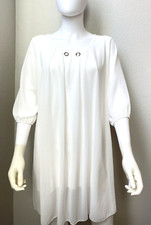 Adorável Vestido Túnica Off WHITE Semi Transparente Chiffon Forrado Tamanho G Novo sem etiquetas, usado comprar usado  Enviando para Brazil
