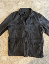 Jaqueta utilitária Gap masculina leve cinza com zíper de botão grande.  FAÇA UMA OFERTA! comprar usado  Enviando para Brazil