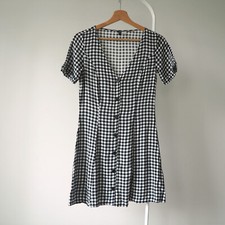H&M sukienka w kratę pin up retro gingham mini zapinana na guziki minimalna lato 36 S (R31) na sprzedaż  PL