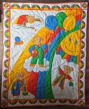 Usado, Cobertor de bebê vintage anos 80 anos 90 ursinhos de pelúcia pintura arco-íris colorido Kidcore 31" X 39" comprar usado  Enviando para Brazil