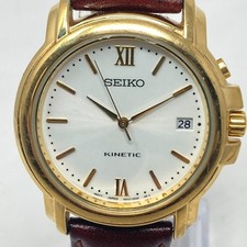 Relógio masculino Seiko Kinetic 35mm tom dourado 5M42-0J69 data pulseira de couro marrom 9" comprar usado Relógio masculino Seiko Kinetic 35mm tom dourado 5M42-0J69 data pulseira de couro marrom 9" comprar usado  Enviando para Brazil