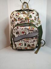 LL Bean Deluxe Bookbag Pack Mochila Camping Y Senderismo Temática RARA Estampado Verde segunda mano  Embacar hacia Mexico