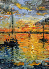 Sunset seascape original for sale  LIVERPOOL