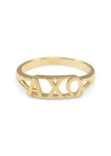 Lindo anel feminino brilhante Alpha Chi Omega em ouro amarelo 10K sólido comprar usado  Enviando para Brazil