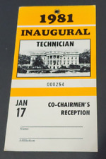 Reagan 1981 Passe de Segurança Inaugural Técnico 17 de janeiro Recepção do Co-Presidente comprar usado  Enviando para Brazil