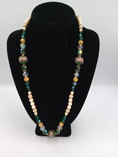 Colar de contas verdes vintage veneziano bolo de casamento com cristal e pérolas falsas 26" comprar usado  Enviando para Brazil