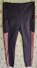 Calça atlética Mind Body Love Activewear ioga exercício cinza rosa tamanho bolsos LT comprar usado  Enviando para Brazil