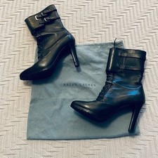 Botas de salto de couro preto Ralph Lauren, usado comprar usado  Enviando para Brazil
