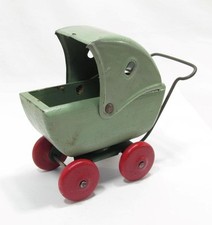 Carrinho de bebê vintage 4,5" madeira e metal carrinho de bebê verde casa de bonecas madeira comprar usado  Enviando para Brazil