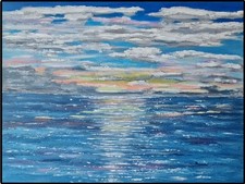 QUADRO MODERNO DIPINTO A MANO SU TELA TESA, 80X60 CM, TRAMONTO, ACRILICO, usado comprar usado  Enviando para Brazil