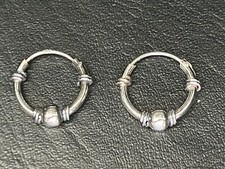 Brincos femininos de argola de prata esterlina 925 Bali tailandês oxidado 11 mm 10 mm dormentes comprar usado  Enviando para Brazil