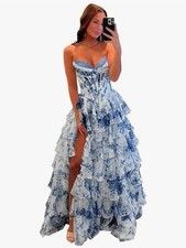 Blue floral strapless for sale  Katy