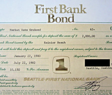 Seattle First National Bank Bond Certificate Market Rate Grobond Seafirst 1980 comprar usado Seattle First National Bank Bond Certificate Market Rate Grobond Seafirst 1980 comprar usado  Enviando para Brazil