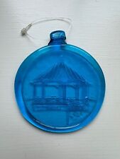 Ornamento apanhador de sol de vidro arte prensada gazebo azul 3,75” janela pendurada comprar usado  Enviando para Brazil