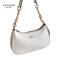 COACH CA548 Biała damska torba na ramię teri z podpisem płótno złoty outlet #GBJ, używany na sprzedaż  Wysyłka do Poland