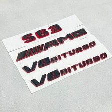 Emblema S63 + AMG + V8 BITURBO PRETO BRILHANTE VERMELHO para Mercedes W222 S63 2018+ comprar usado  Enviando para Brazil