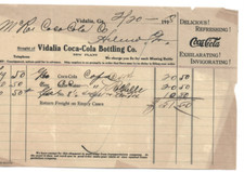 VIDALIA COCA-COLA BOTTLING CO. FATURA DATADA DE 20/02/1918 comprar usado  Enviando para Brazil