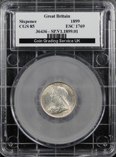 1899 sixpence graded for sale  HOLMFIRTH