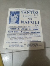 21 de junho de 1968 Pelé OFICIAL SANTOS F.C VS NAPOLI YANKEE STADIUM ANÚNCIO DE JOGO ORIGINAL comprar usado  Enviando para Brazil
