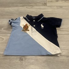Camisa polo Ralph Lauren bordada azul/branco manga curta (tamanho: 6 meses) comprar usado  Enviando para Brazil