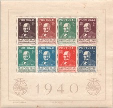 Portugal 1940 Sello Centenario Miniatura Hoja MNH Manchas segunda mano  Embacar hacia Mexico