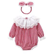 Macacão xadrez bebê meninas babado babado roupa de verão peça única infantil comprar usado  Enviando para Brazil