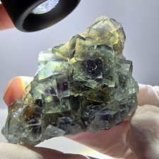 Amostra de cubo de fluorita fantasma transparente, verde roxo Okorusu, Namíbia 45*35*19mm comprar usado  Enviando para Brazil