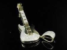 Pingente de guitarra de noivado de moissanita corte redondo folheado a ouro amarelo 3,00 quilates comprar usado  Enviando para Brazil