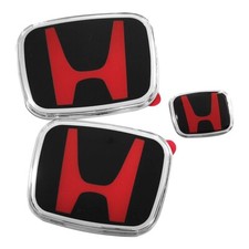 3X emblema traseiro dianteiro preto vermelho genuíno + emblema de direção para Jazz FIT GK 2018-22 comprar usado  Enviando para Brazil