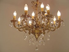 LUSTRE ANTIGO 12 LÂMPADAS LUMINÁRIAS DE CRISTAL BRONZE 24" comprar usado  Enviando para Brazil