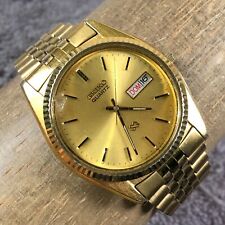 Vintage Seiko SQ Masculino 5Y23-8A69 Dia Formal Data Tom Dourado Relógio de Quartzo 7 1/2" comprar usado  Enviando para Brazil