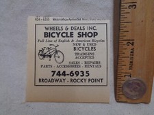 Vintage AD Wheels & Deals Loja de Bicicletas ROCKY POINT NY 1968 L.I. comprar usado Vintage AD Wheels & Deals Loja de Bicicletas ROCKY POINT NY 1968 L.I. comprar usado  Enviando para Brazil