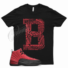 Camiseta preta BE ABENÇOADA para J1 12 jogo de gripe reversa Varsity vermelha criada YZ comprar usado  Enviando para Brazil