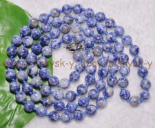 Colar de contas redondas de pedra preciosa de ponto azul natural 6/8/10/12 mm 14-48 polegadas, usado comprar usado  Enviando para Brazil