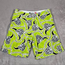 Usado, Shorts de tabuleiro enferrujado vintage masculino tamanho 34 cintura verde limão estampa total Y2K comprar usado  Enviando para Brazil