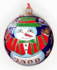 Boneco de neve Cloisonné azevinho enfeite de árvore de Natal bola esmalte azul redondo 3,5” (9) comprar usado  Enviando para Brazil