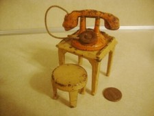 Telefone antigo de ferro fundido e mesa de banco de fofocas com banquinho colecionável arcade! comprar usado  Enviando para Brazil